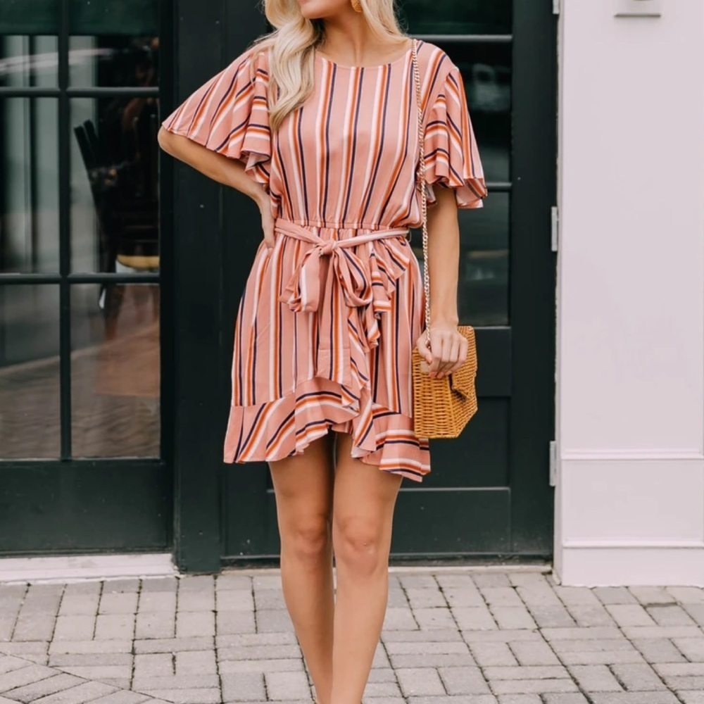 Jack by BB Dakota stripe‎ ruffle dress
